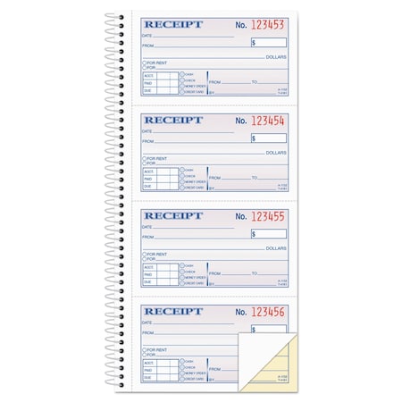 Adams Business Forms Rent Receipt Book, 2-Part, 2-3/4" x 5-1/4" SC1152